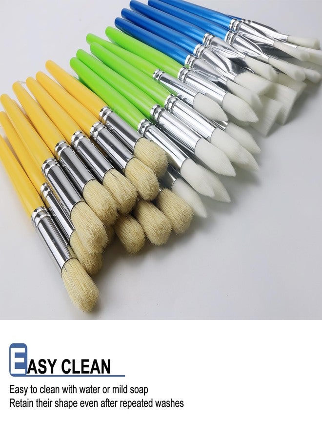 GACDR Bulk Paint Brushes for Kids Variety 36 Pcs, Back to School Toddlers PaintBrushes, Flat & Round Mop Paint Brushes for Toddlers & Classrooms，Short Wooden Handle - Image 5